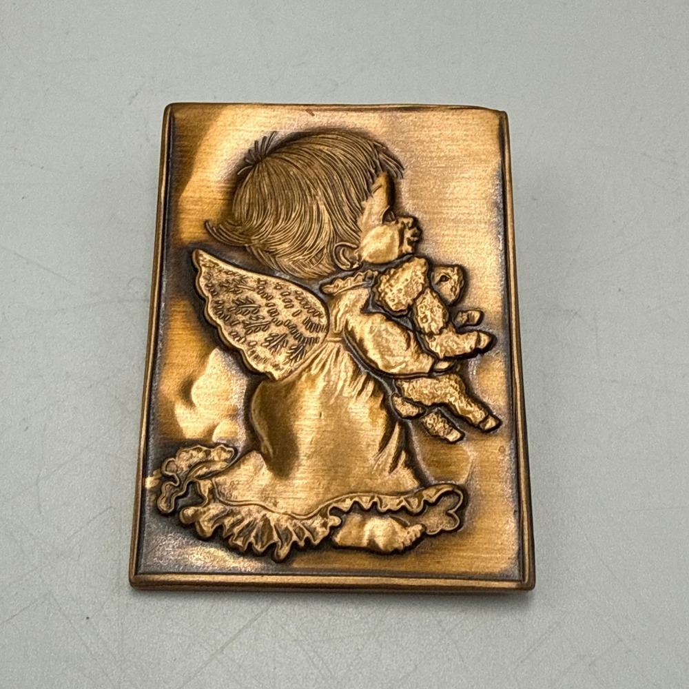 Wendell August Forge Solid Bronze Angel Teddy Bear Brooch Pendant Handmade PA